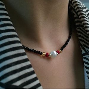 Crystal and pearl necklace